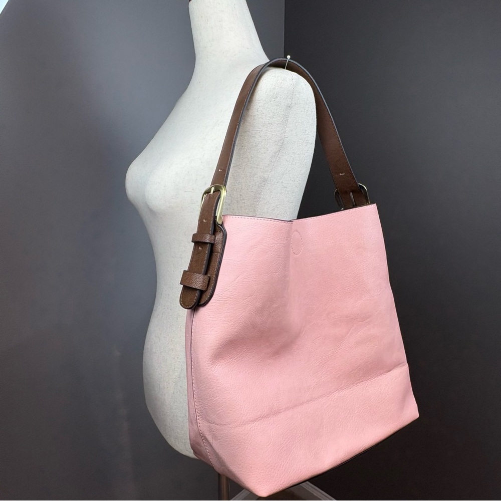 Joy Susan Hobo Bag in Rosewater Pink Soft Vegan Leather 2 in 1 Handbag Classic - Picture 13 of 16